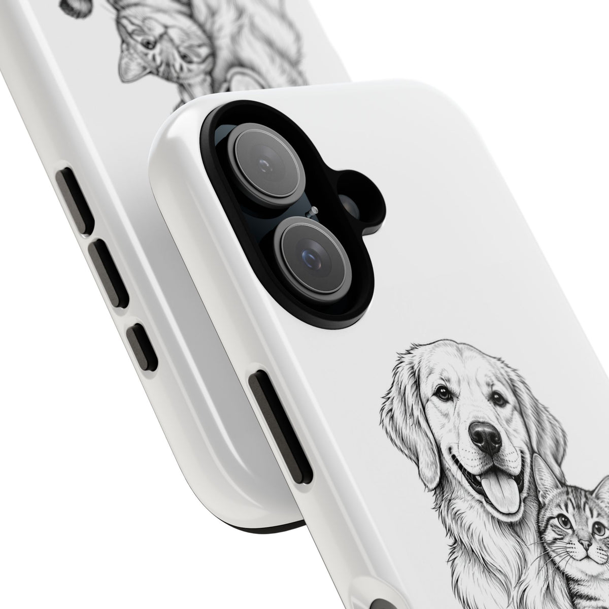 Phone Case with Dog and Cat Illustration — Customizable "Print it your way" Pet Design