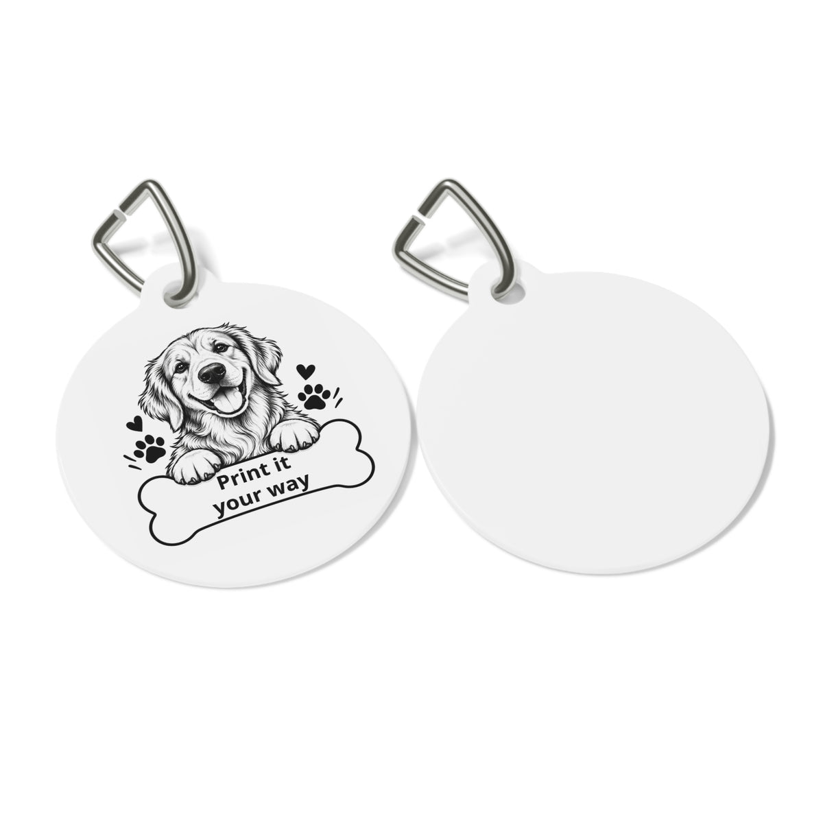 Copy of Personalized Dog Bone Pet Tag — Cute Golden Retriever ID Tag with Paw Prints