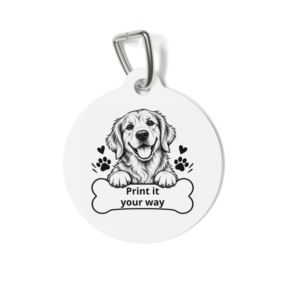 Copy of Personalized Dog Bone Pet Tag — Cute Golden Retriever ID Tag with Paw Prints